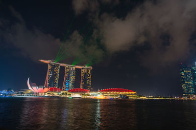 View of illuminated city at night