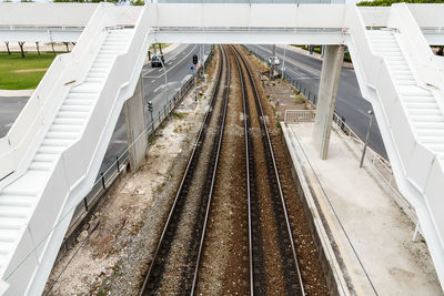 High angle view of railroad tracks