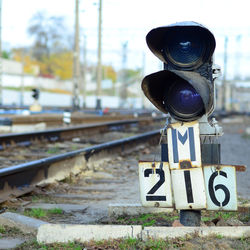 Close-up of train on railroad track