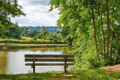 Empty bench in park