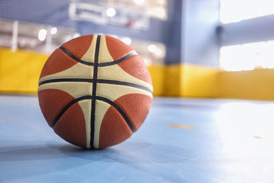 Close-up of basketball at court