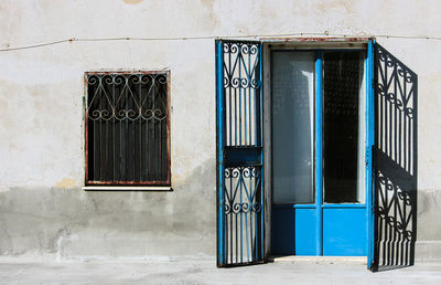 Closed door of building