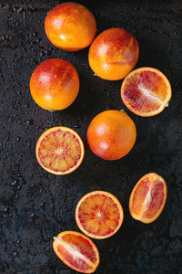 High angle view of orange fruits