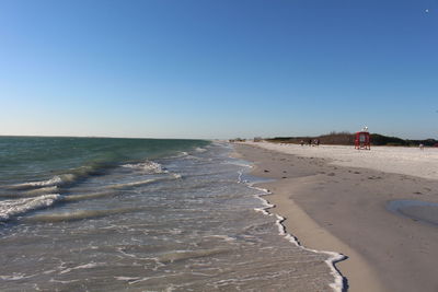 Scenic view of beach against clear sky