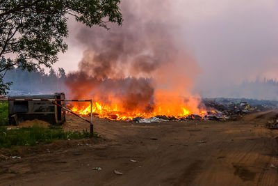 Panoramic view of bonfire