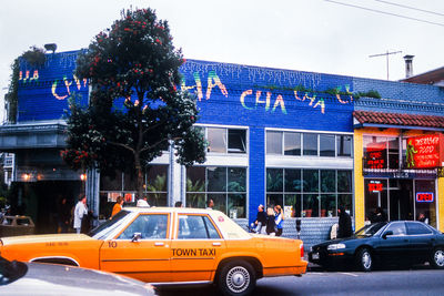 Cars parked in front of building