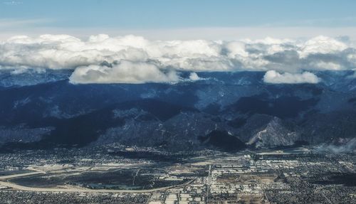 Aerial view of mountain range