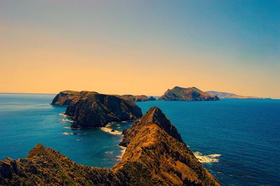 Scenic view of sea at sunset
