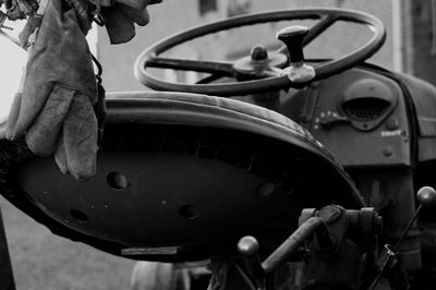Gloves on old tractor