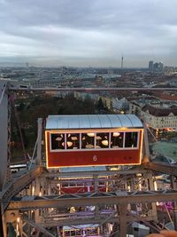 High angle view of city and buildings against sky