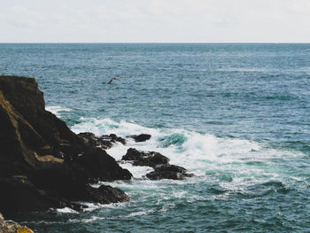 Scenic view of sea against clear sky
