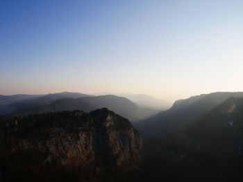 Scenic view of mountains against clear sky