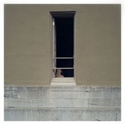 Closed door of building