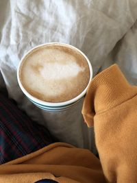 High angle view of coffee cup