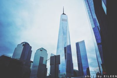 Low angle view of skyscrapers against sky