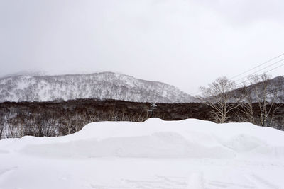 Scenic view of snow covered mountains against sky