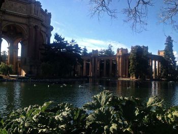 Arch bridge over river