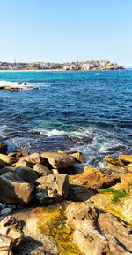 Scenic view of sea against clear sky