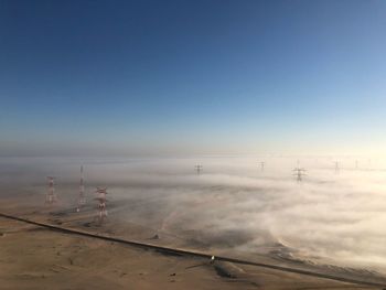 Scenic view of landscape against clear blue sky