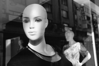 Close-up of mannequin in store