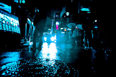 Wet road in rainy season at night