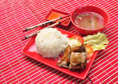 Close-up of food served in plate