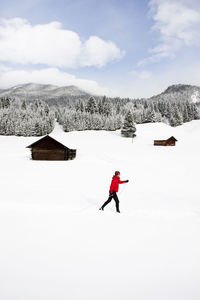 Man skiing in scenic landscape