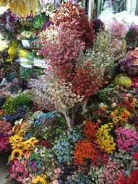 Close-up of multi colored flowers for sale in market