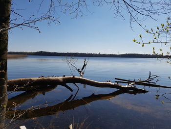 Scenic view of lake against clear sky