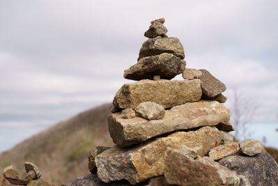 Close-up of cairn