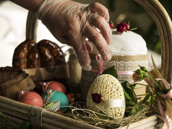 Close-up of hands on table at home
