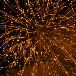 Low angle view of firework display at night