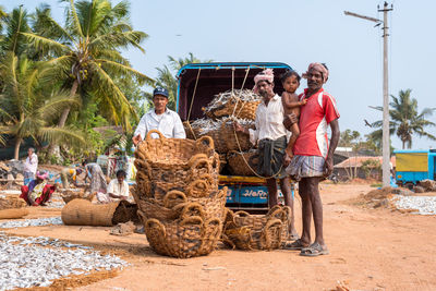 Group of people working at construction site