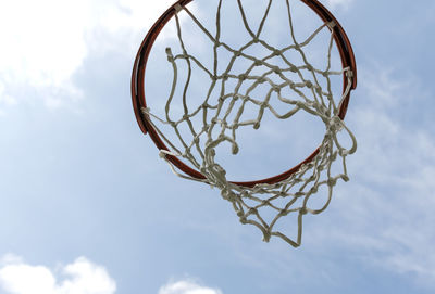 Low angle view of basketball hoop against sky