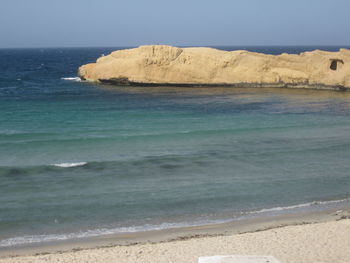 Scenic view of sea against clear sky