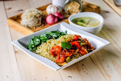 Close-up of food on table