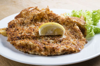 High angle view of food in plate