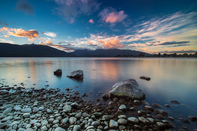 Scenic view of lake against sky