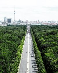 Road passing through city