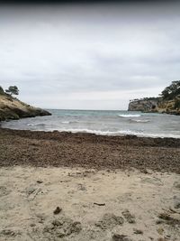 Scenic view of beach against sky