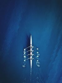 High angle view of sailboat in sea