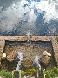 High angle view of rippled water