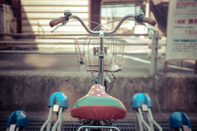 Bicycle parked in rack