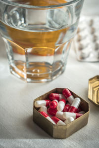 Close-up of drink in glass on table