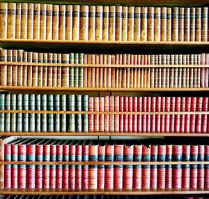 Full frame shot of books in shelf