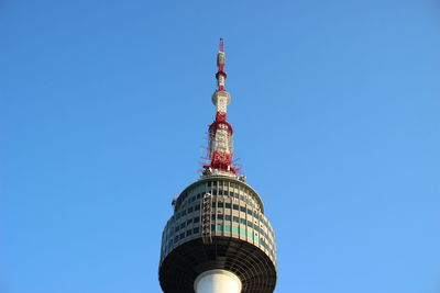 Low angle view of building against blue sky