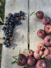 High angle view of fruits on table