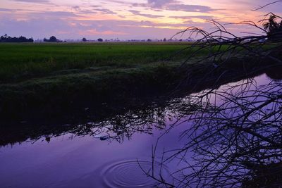 Scenic view of silhouette landscape against sky during sunset