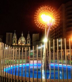 Illuminated building at night