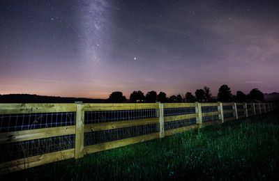 Scenic view of field against sky at night